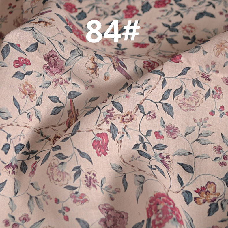 LRFENS - Pastoral Style Floral Printed 42 Thread Count Ramie Fabric - 140cm wide by the Yard