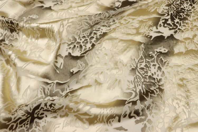 JFHSUL - 17 Momme Vertical Pattern Sheer Burnout Silk Devore Satin Fabric - 114cm wide by the Yard