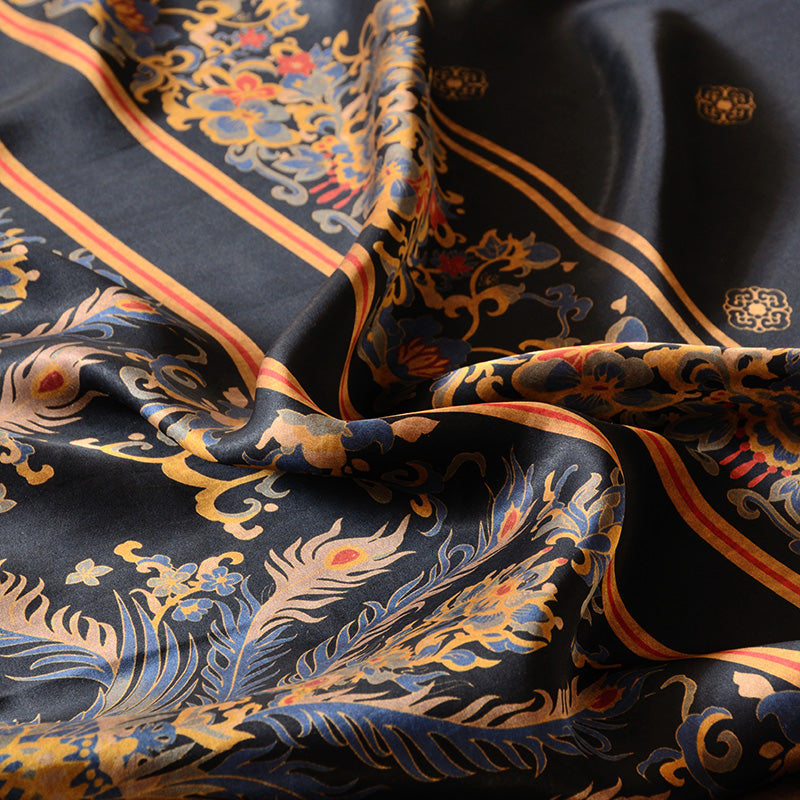 YPMMFW - Handmade 24 Momme HUALUO Jacquard Mud Silk Satin Fabric (Openwork texture) - 116cm by the Yard