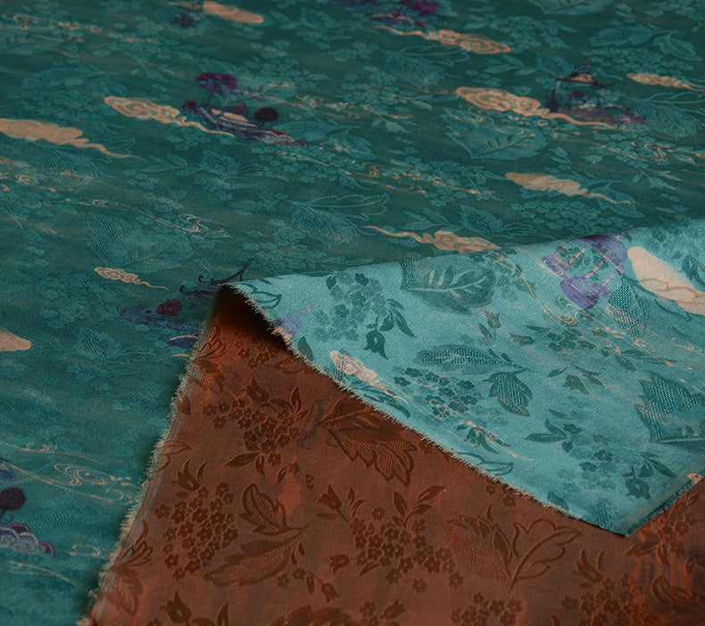 YPTTLG - Handmade 22 Momme HUALUO Jacquard Mud Silk Fabric (Openwork texture) - 110cm by the Yard