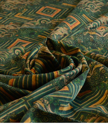 YPXYFK - Handmade 26 Momme HUALUO Jacquard Mud Silk Fabric (Openwork texture) - 110cm by the Yard