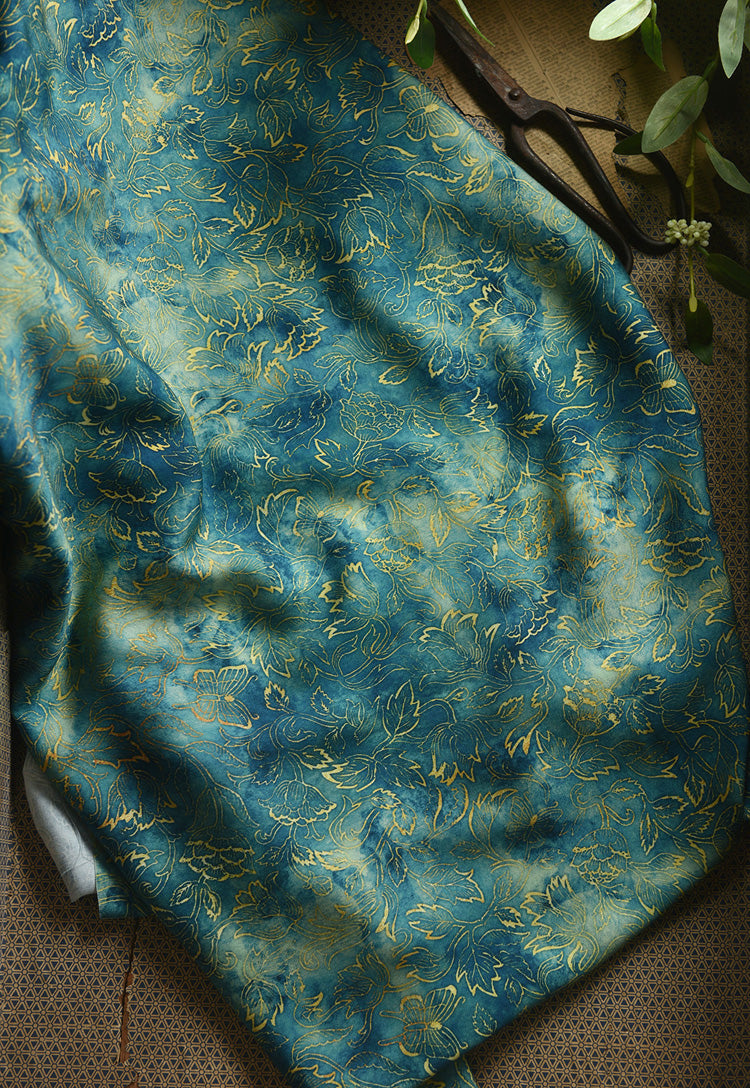 RYYOULAN - Hight 60 Count Rayon Satin Faux Silk Chinese Style Floral Cheongsam Dress Fabric - 145cm wide by the Yard