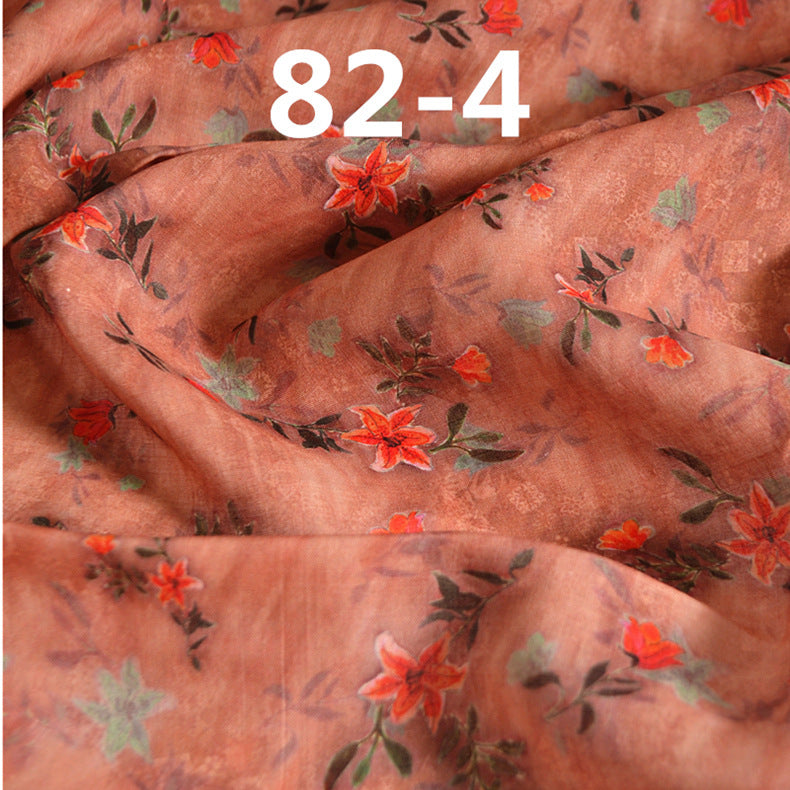 LRSBWL - Pastoral Style Floral Printed 42 Thread Count Ramie Fabric - 140cm wide by the Yard