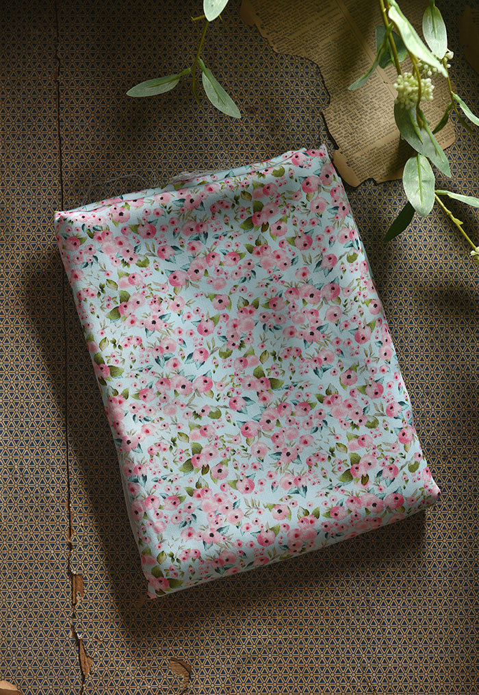 RYXUEGUO - Hight 60 Count Rayon Satin Faux Silk Chinese Style Floral Cheongsam Dress Fabric - 145cm wide by the Yard