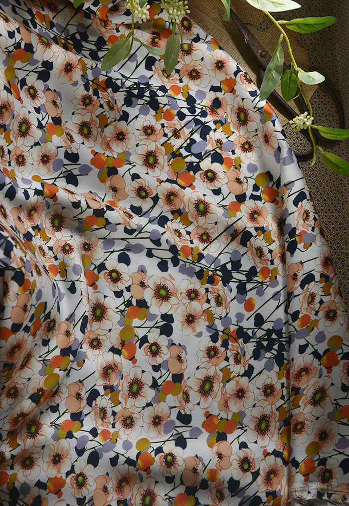 RYYANRAN - Hight 60 Count Rayon Satin Faux Silk Chinese Style Floral Cheongsam Dress Fabric - 145cm wide by the Yard