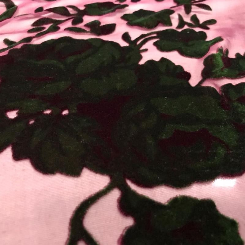 MOLVFE - Dark Green Flower Pattern Semi-sheer with a Draping Effect  Burnout Silk Velvet Satin Fabric - 114cm wide by the Yard