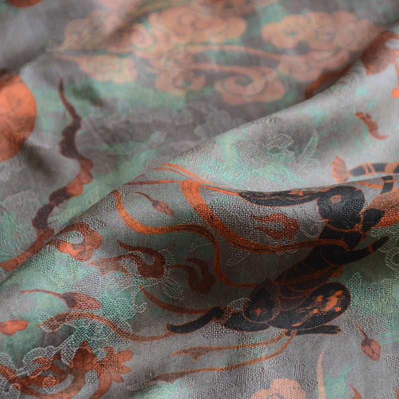 YPQWSI - Handmade 24 Momme HUALUO Jacquard Mud Silk Fabric (Openwork texture) - 110cm by the Yard
