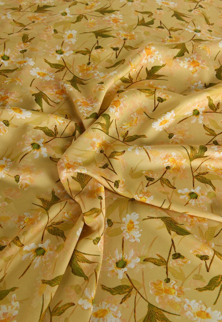 RYQIUWAN - Hight 60 Count Rayon Satin Faux Silk Chinese Style Floral Cheongsam Dress Fabric - 145cm wide by the Yard