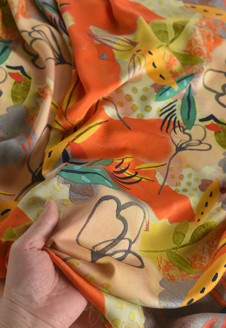 RYYINXIA  - Hight 60 Count Rayon Satin Faux Silk Chinese Style Floral Cheongsam Dress Fabric - 145cm wide by the Yard