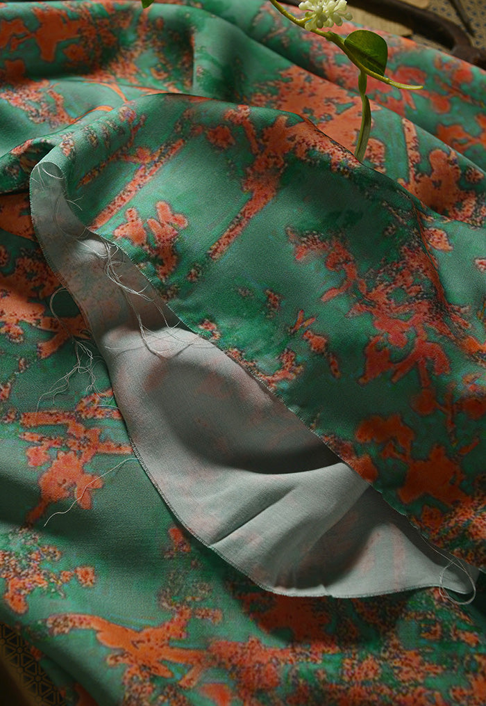 RYHONSAN - Hight 60 Count Rayon Satin Faux Silk Chinese Style Floral Cheongsam Dress Fabric - 145cm wide by the Yard