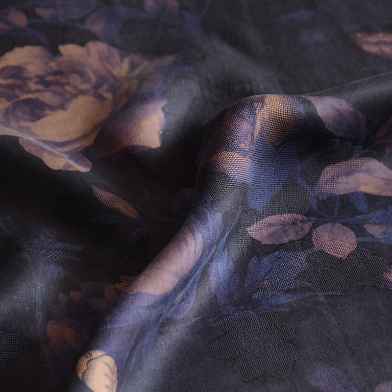 YPZFMG - Handmade 30 Momme HUALUO Jacquard Mud Silk Satin Fabric (Openwork texture) - 110cm by the Yard