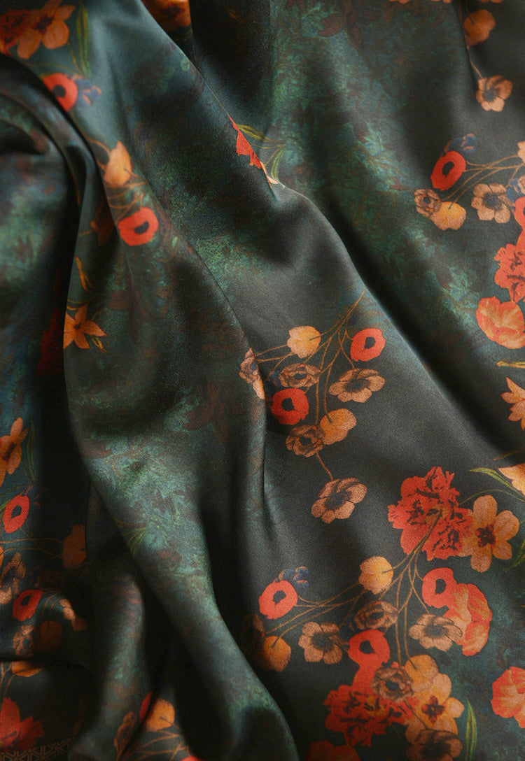 RYLIVSHE - Hight 60 Count Rayon Satin Faux Silk Chinese Style Floral Cheongsam Dress Fabric - 145cm wide by the Yard