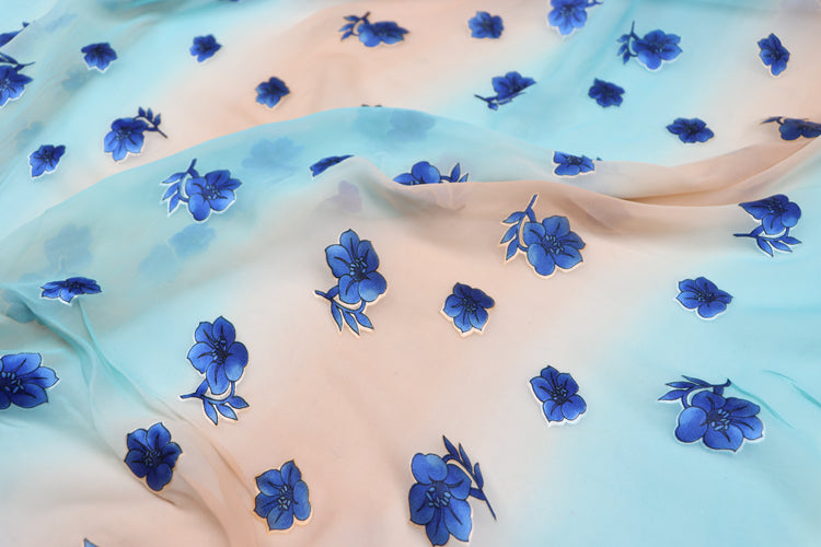 JFHJIB - 8 Momme Gradient Style Sheer Burnout Silk Devore Satin Fabric - 120cm wide by the Yard