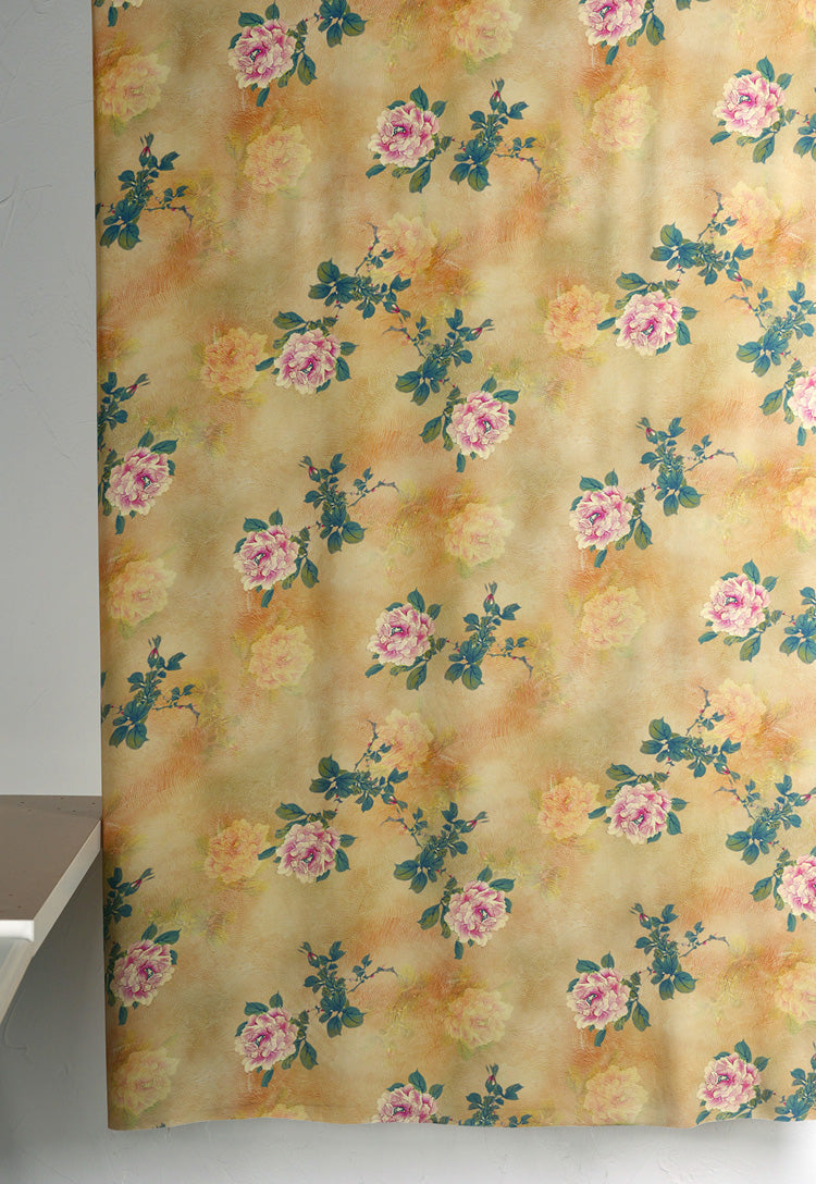 RYJIUQUU - Hight 60 Count Rayon Satin Faux Silk Chinese Style Floral Cheongsam Dress Fabric - 145cm wide by the Yard