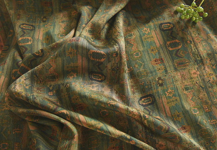 RYGULIUU - Hight 60 Count Rayon Satin Faux Silk Chinese Style Floral Cheongsam Dress Fabric - 145cm wide by the Yard