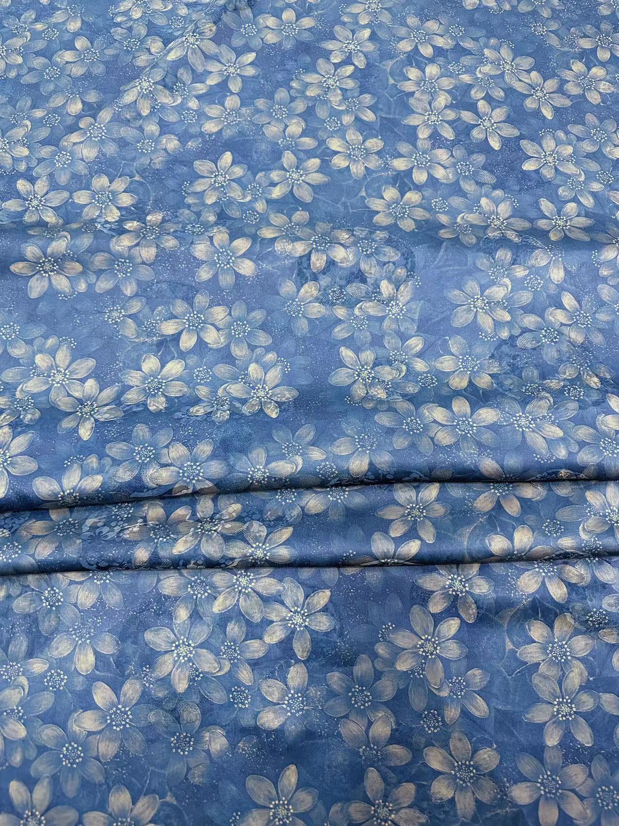 SXKGYR - Handmade 25 Momme HUALUO Jacquard Hongyunsha Mud Silk Fabric (Openwork texture) - 114cm by the Yard