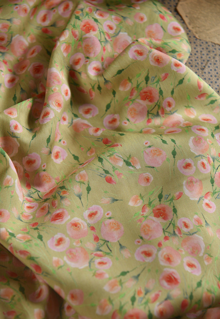 RYXIAFEI - Hight 60 Count Rayon Satin Faux Silk Chinese Style Floral Cheongsam Dress Fabric - 145cm wide by the Yard