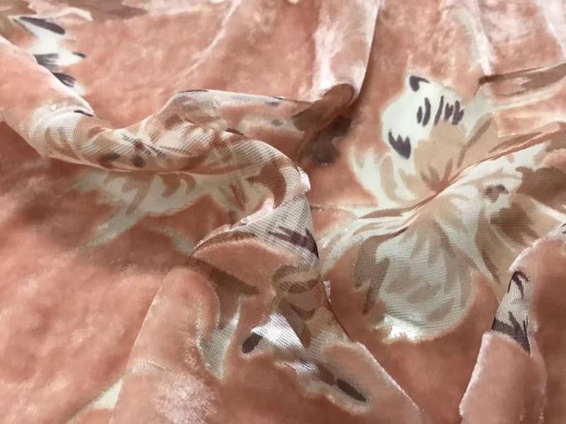 JUFENL - Semi-sheer with a Draping Effect  Burnout Silk  Velvet Satin Fabric - 114cm wide by the Yard