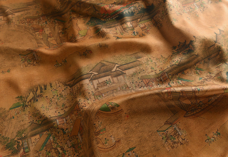 RYHETUNG - Hight 60 Count Rayon Satin Faux Silk Chinese Style Floral Cheongsam Dress Fabric - 145cm wide by the Yard