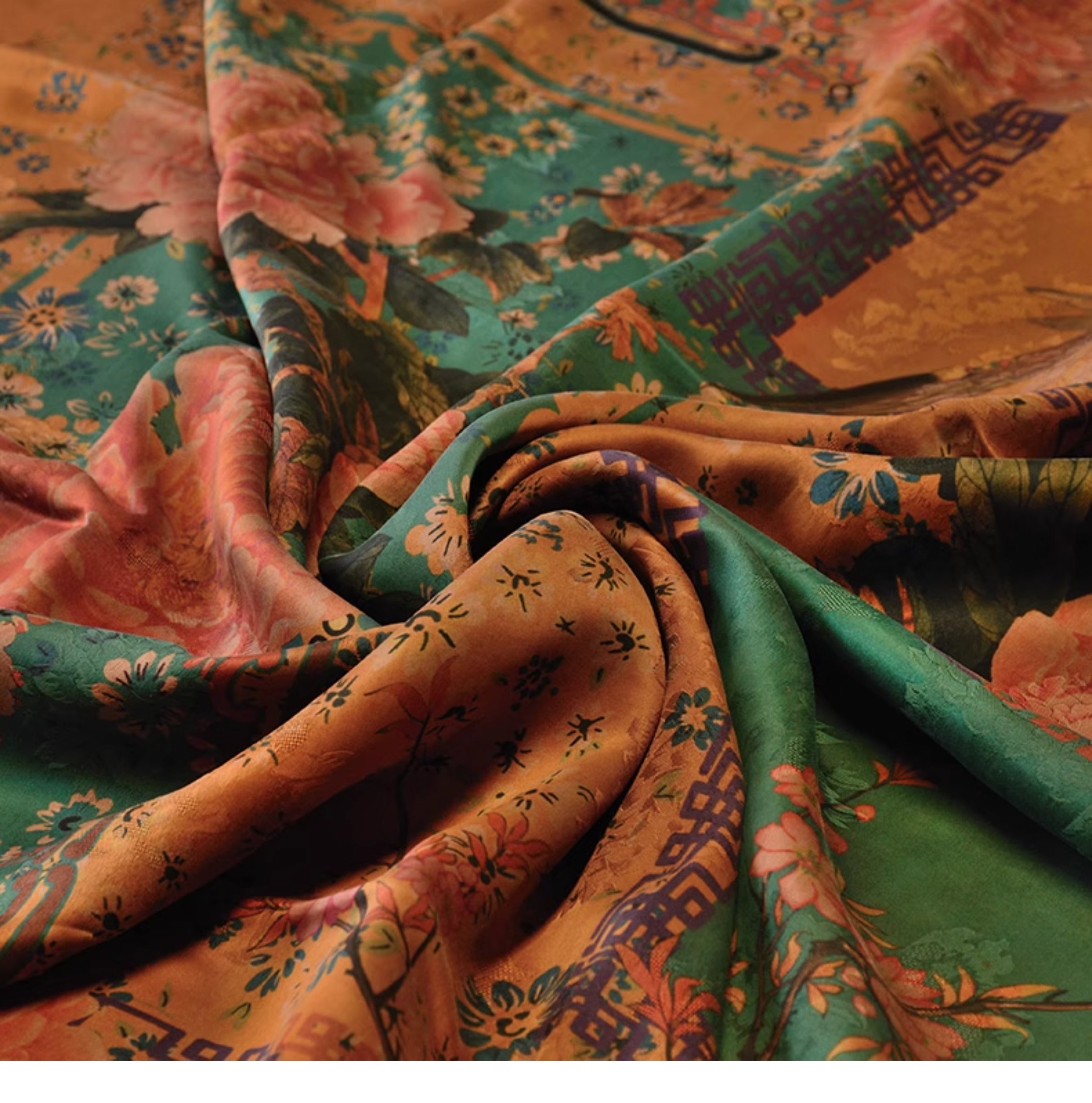 YPFDMD - Handmade 28 Momme HUALUO Jacquard Mud Silk Fabric (Openwork texture) - 110cm by the Yard