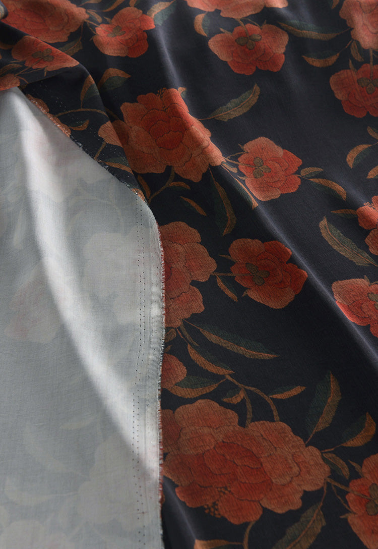 RYZHIHON - Hight 60 Count Rayon Satin Faux Silk Chinese Style Floral Cheongsam Dress Fabric - 145cm wide by the Yard