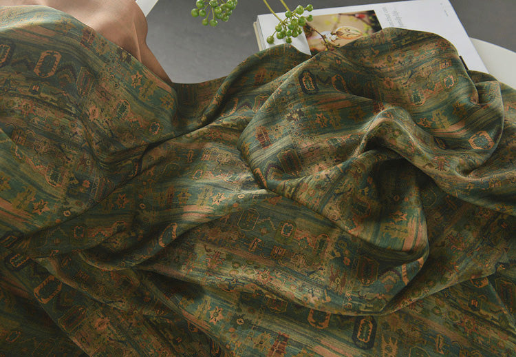 RYGULIUU - Hight 60 Count Rayon Satin Faux Silk Chinese Style Floral Cheongsam Dress Fabric - 145cm wide by the Yard