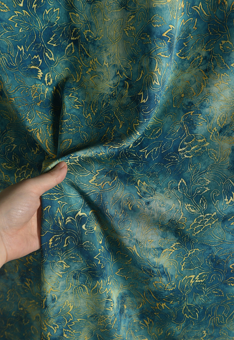 RYYOULAN - Hight 60 Count Rayon Satin Faux Silk Chinese Style Floral Cheongsam Dress Fabric - 145cm wide by the Yard