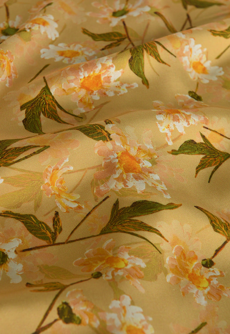 RYQIUWAN - Hight 60 Count Rayon Satin Faux Silk Chinese Style Floral Cheongsam Dress Fabric - 145cm wide by the Yard