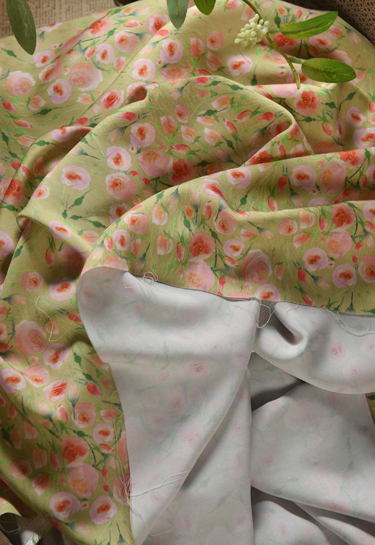 RYXIAFEI - Hight 60 Count Rayon Satin Faux Silk Chinese Style Floral Cheongsam Dress Fabric - 145cm wide by the Yard