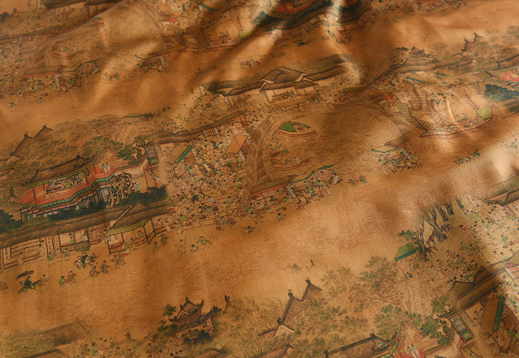 RYHETUNG - Hight 60 Count Rayon Satin Faux Silk Chinese Style Floral Cheongsam Dress Fabric - 145cm wide by the Yard