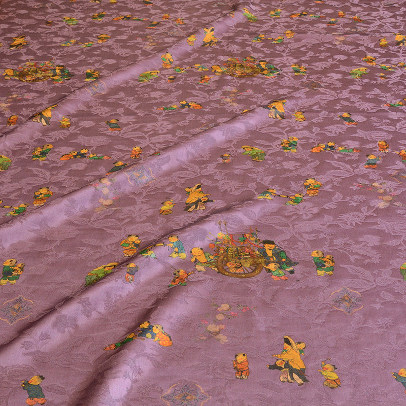 YPBZXX - Handmade 25 Momme HUALUO Jacquard Mud Silk Satin Fabric (Openwork texture) - 110cm by the Yard