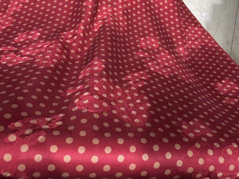 SXBODN - Handmade 25 Momme HUALUO Jacquard Hongyunsha Mud Silk Fabric (Openwork texture) - 114cm by the Yard