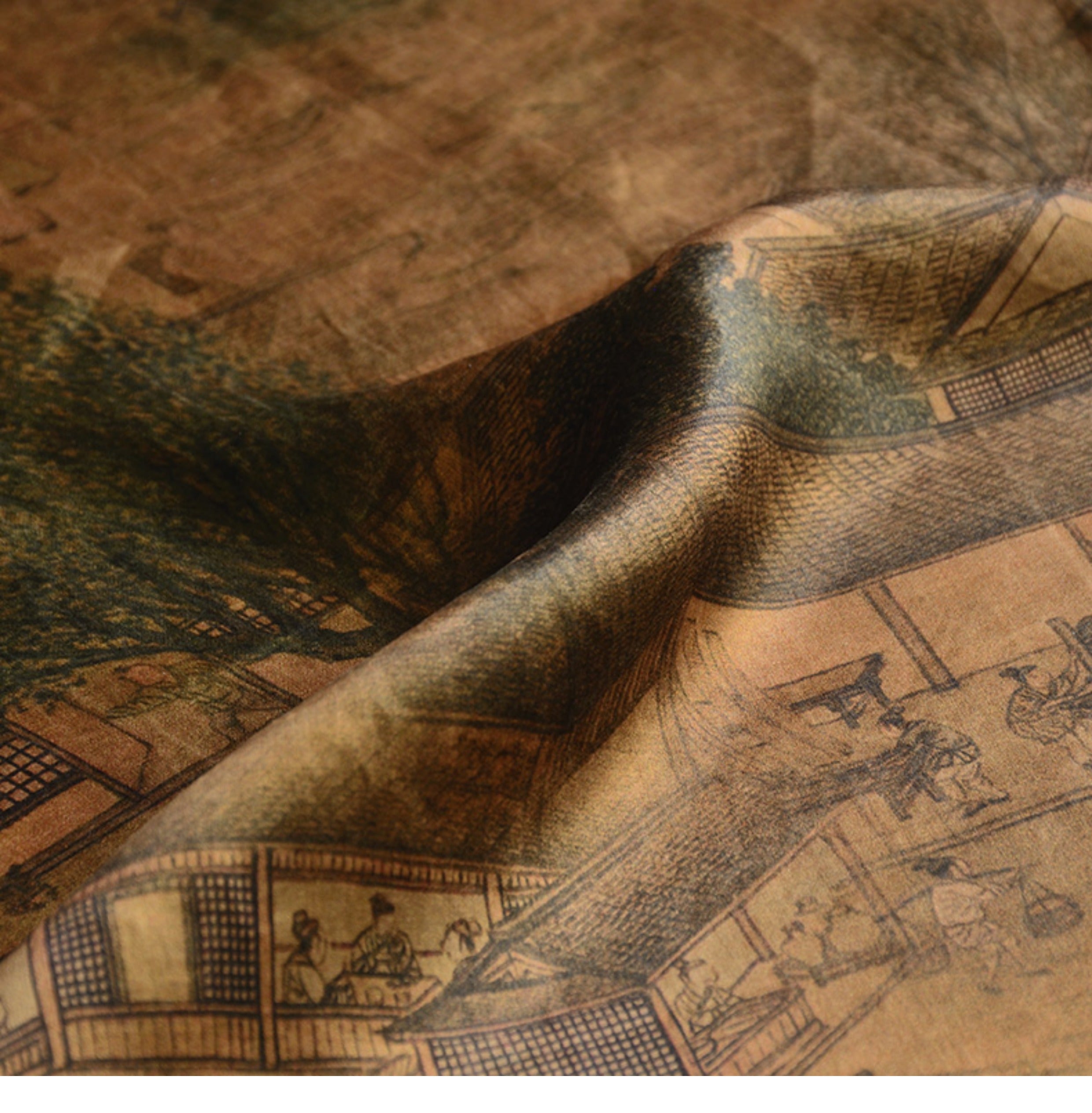 YPQSAB - Handmade 26 Momme Pattern Print Mud Silk Fabric - 110cm by the Yard