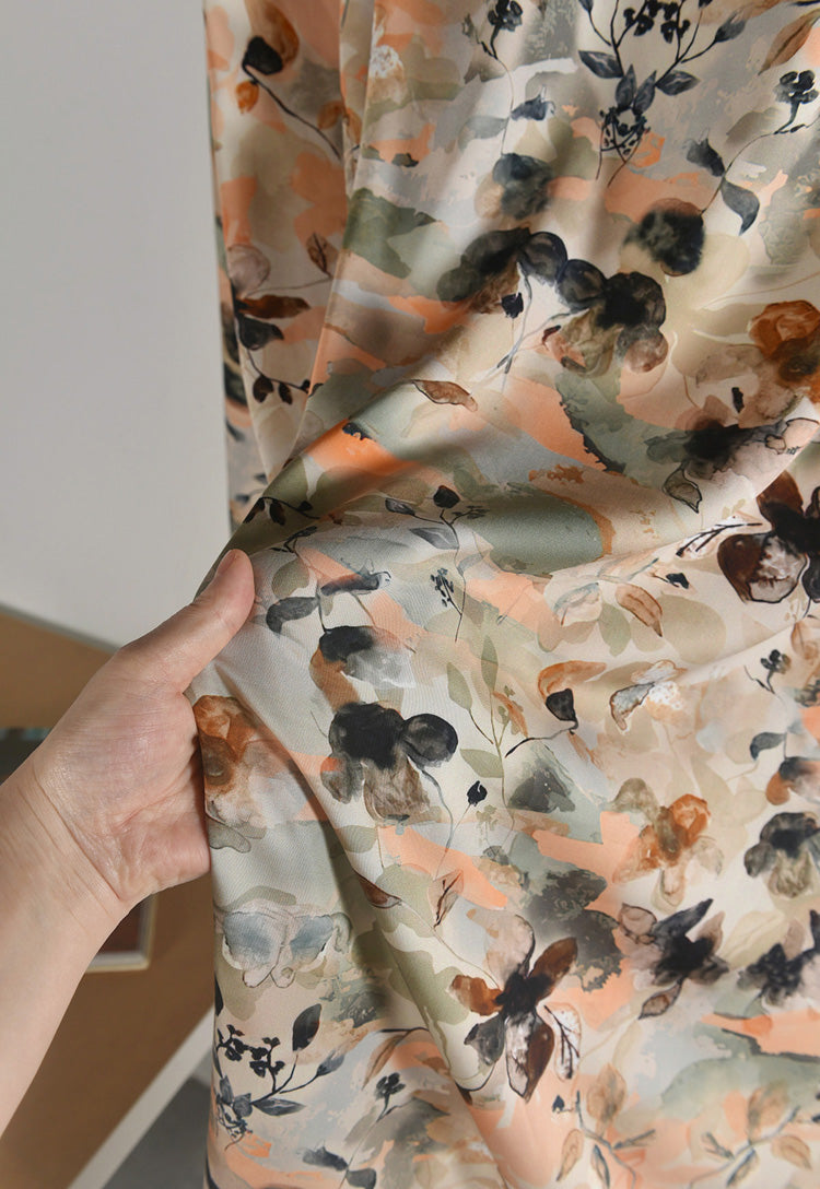 RYLINSEN- Hight 60 Count Rayon Satin Faux Silk Chinese Style Floral Cheongsam Dress Fabric - 145cm wide by the Yard