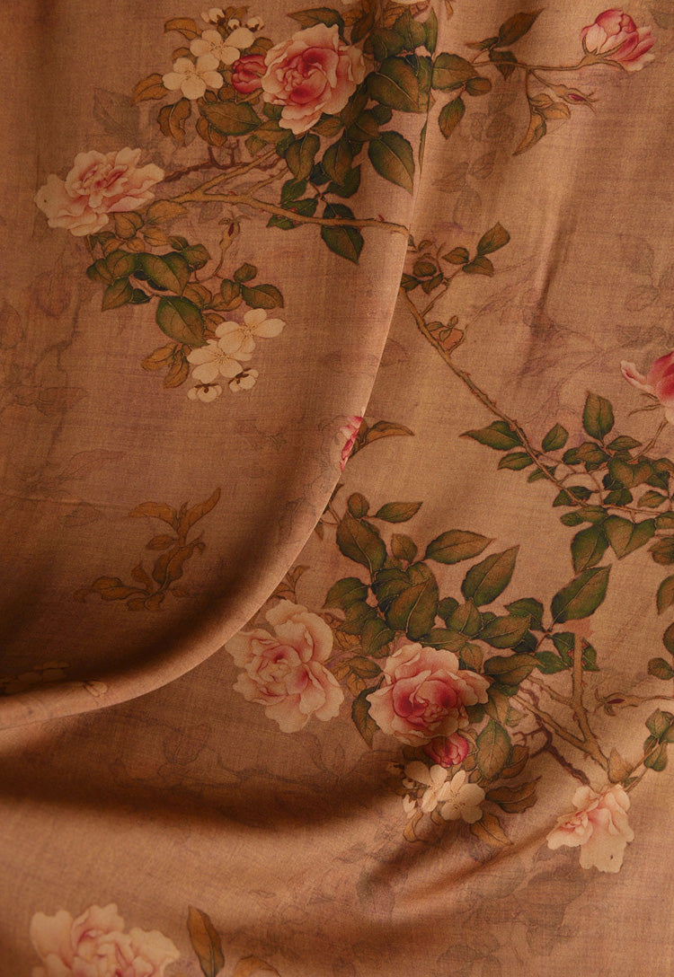 RYHONGFO - Hight 60 Count Rayon Satin Faux Silk Chinese Style Floral Cheongsam Dress Fabric - 145cm wide by the Yard