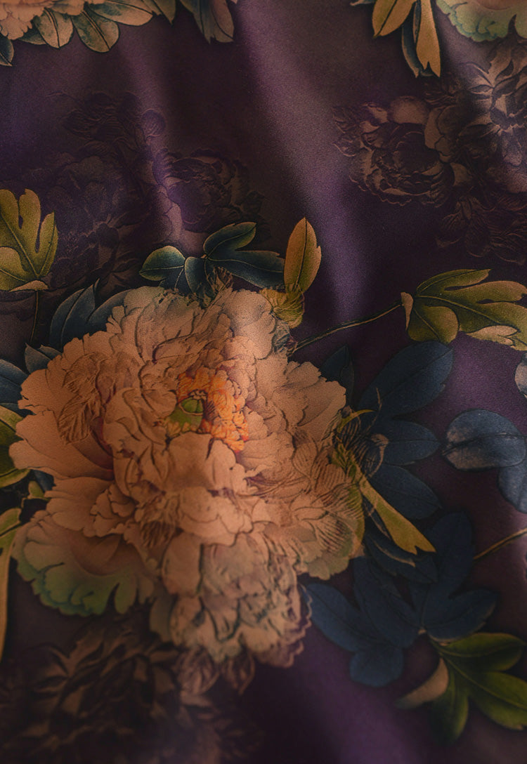 RYXIYANG- Hight 60 Count Rayon Satin Faux Silk Chinese Style Floral Cheongsam Dress Fabric - 145cm wide by the Yard