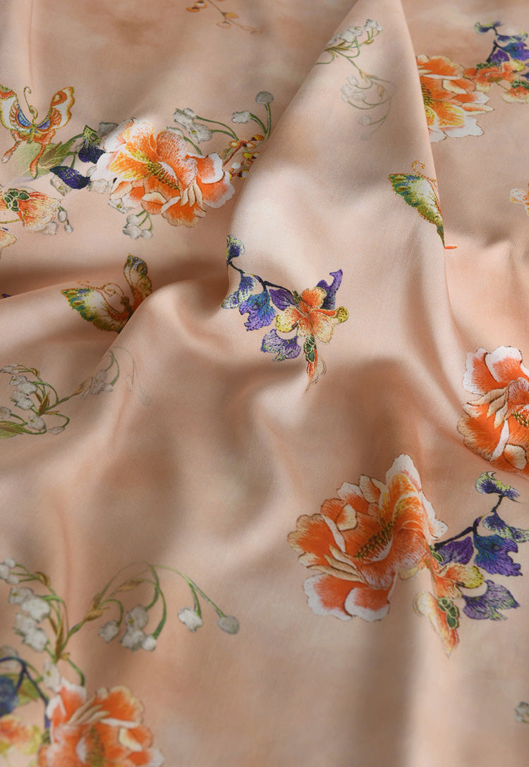 RYJINGFE - Hight 60 Count Rayon Satin Faux Silk Chinese Style Floral Cheongsam Dress Fabric - 145cm wide by the Yard