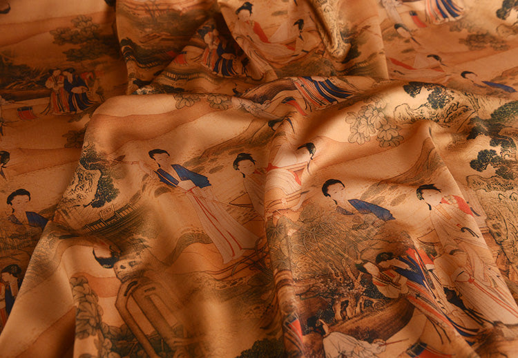 RYSILVTU - Hight 60 Count Rayon Satin Faux Silk Chinese Style Floral Cheongsam Dress Fabric - 145cm wide by the Yard