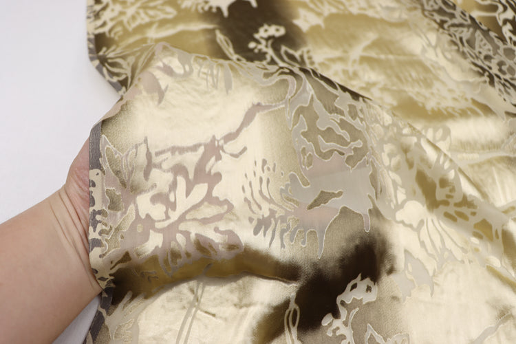 JFHSUL - 17 Momme Vertical Pattern Sheer Burnout Silk Devore Satin Fabric - 114cm wide by the Yard