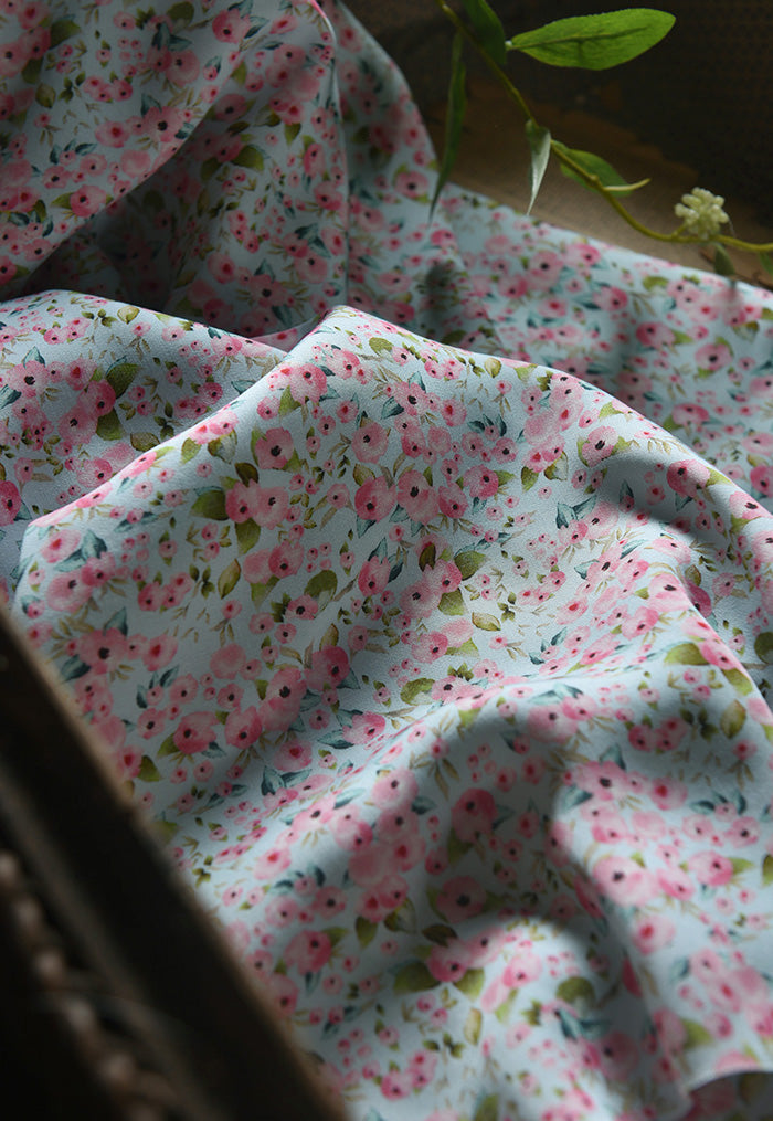 RYXUEGUO - Hight 60 Count Rayon Satin Faux Silk Chinese Style Floral Cheongsam Dress Fabric - 145cm wide by the Yard