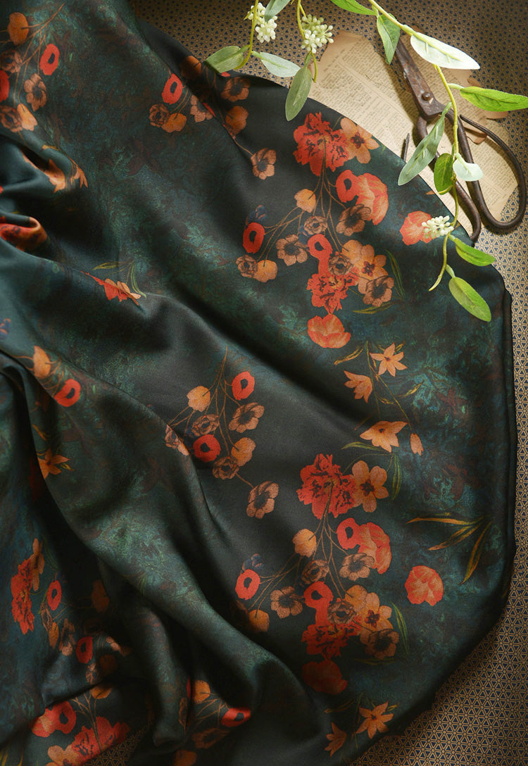 RYLIVSHE - Hight 60 Count Rayon Satin Faux Silk Chinese Style Floral Cheongsam Dress Fabric - 145cm wide by the Yard