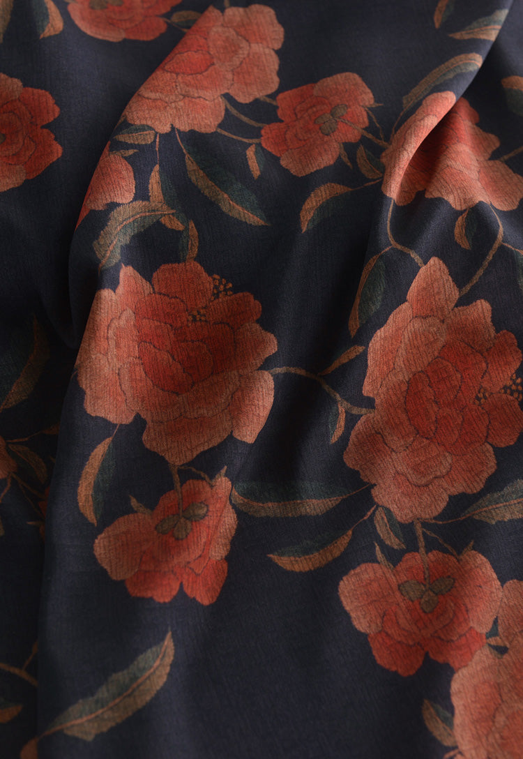 RYZHIHON - Hight 60 Count Rayon Satin Faux Silk Chinese Style Floral Cheongsam Dress Fabric - 145cm wide by the Yard