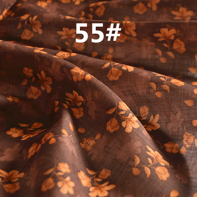 LRSBWL - Pastoral Style Floral Printed 42 Thread Count Ramie Fabric - 140cm wide by the Yard