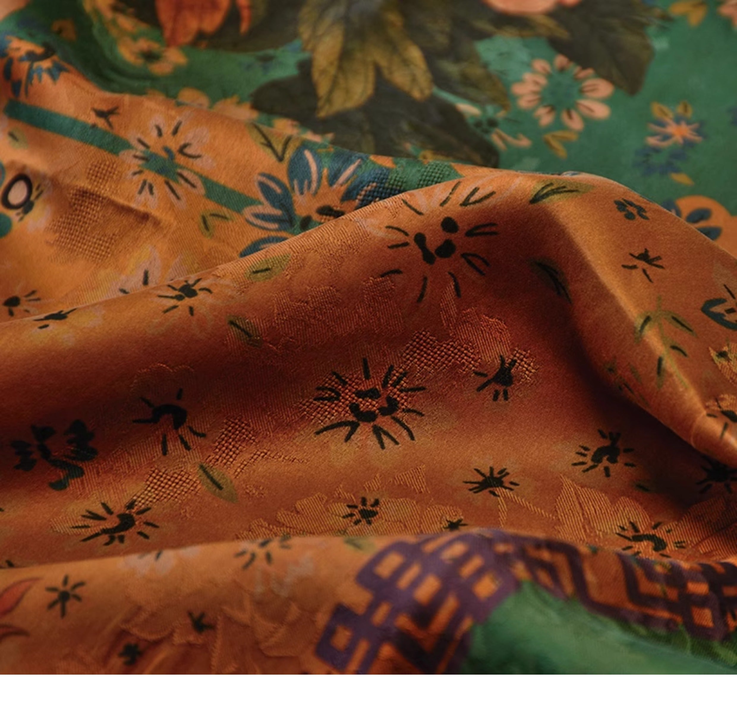 YPFDMD - Handmade 28 Momme HUALUO Jacquard Mud Silk Fabric (Openwork texture) - 110cm by the Yard