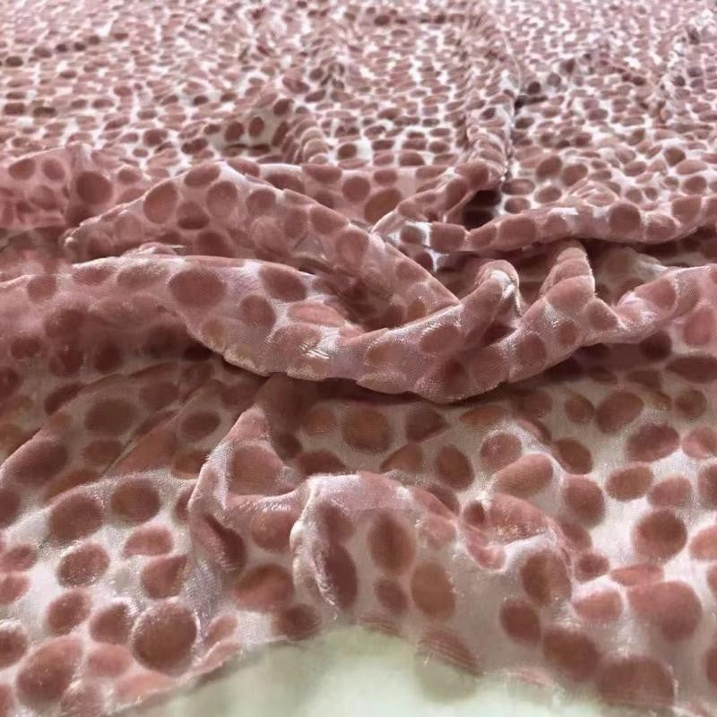 HEBBOD - Hepburn-style Polka Dot Pattern Semi-sheer with a Draping Effect  Burnout Silk Velvet Satin Fabric - 114cm wide by the Yard