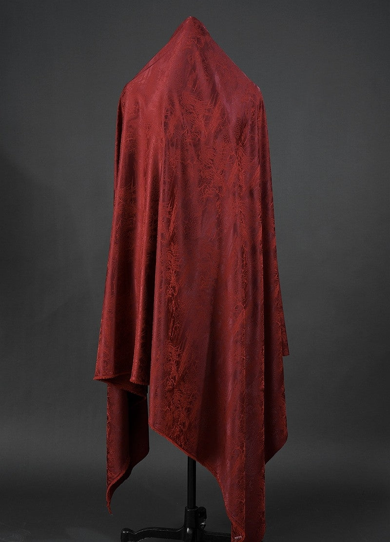 BUSREDS - Imperial Vermilion Landscape and Small Tree Jacquard Satin Polyester Fabric - 152cm by the yard