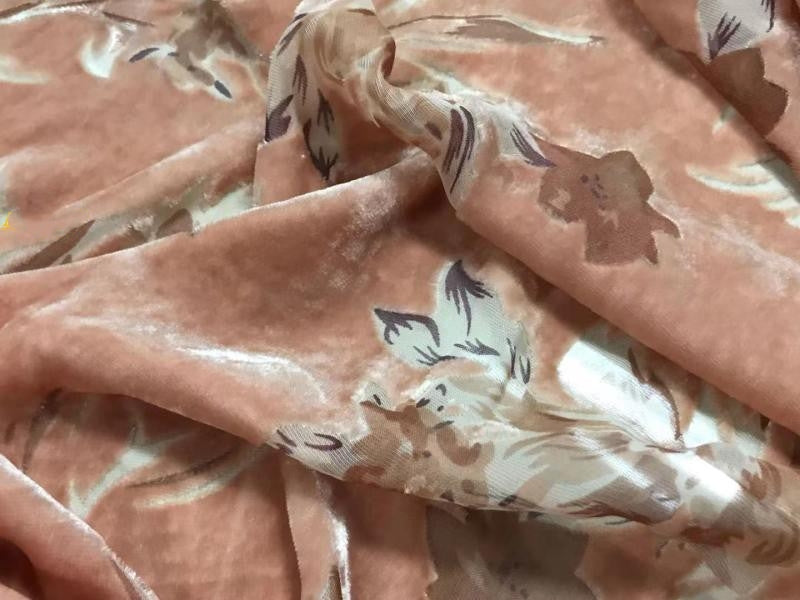 JUFENL - Semi-sheer with a Draping Effect  Burnout Silk  Velvet Satin Fabric - 114cm wide by the Yard