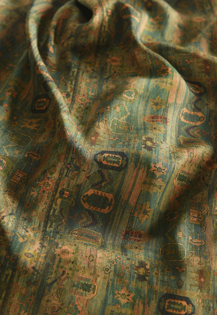 RYGULIUU - Hight 60 Count Rayon Satin Faux Silk Chinese Style Floral Cheongsam Dress Fabric - 145cm wide by the Yard