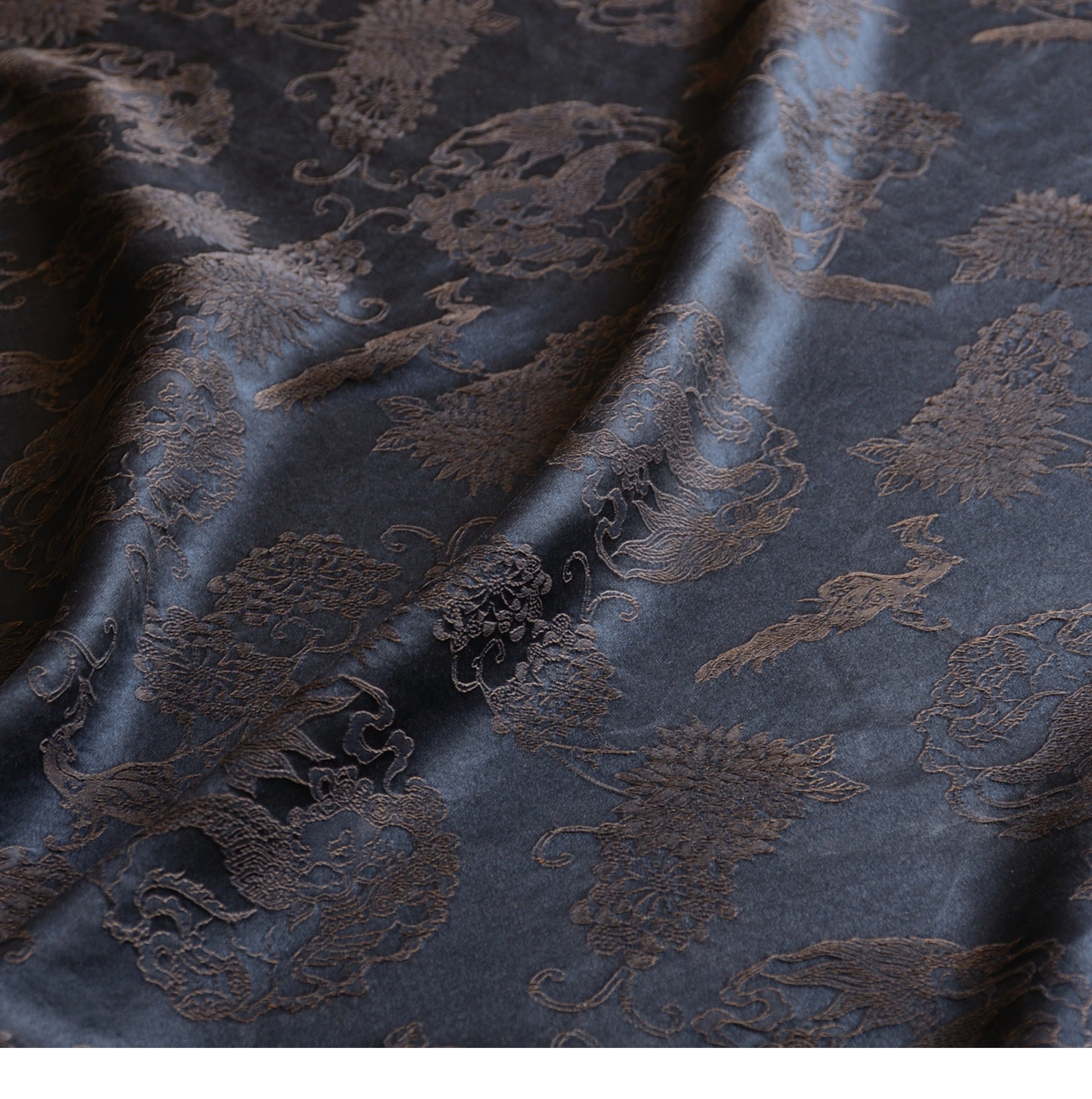 YPHYSA - Handmade 40 Momme Jacquard Mud Silk Fabric - 135cm by the Yard