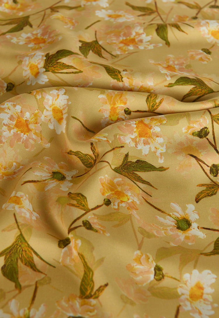 RYQIUWAN - Hight 60 Count Rayon Satin Faux Silk Chinese Style Floral Cheongsam Dress Fabric - 145cm wide by the Yard